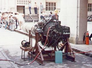 Diego Turró y Rolls-Royce Derwent V durante pruebas en 1982...